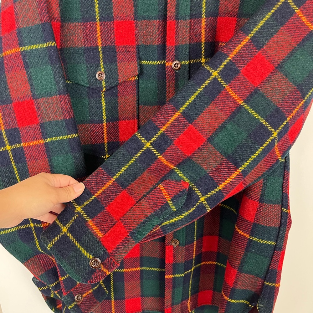 Vintage Pendleton Plaid Wool Flannel Button Down Shirt - Picture 5 of 10